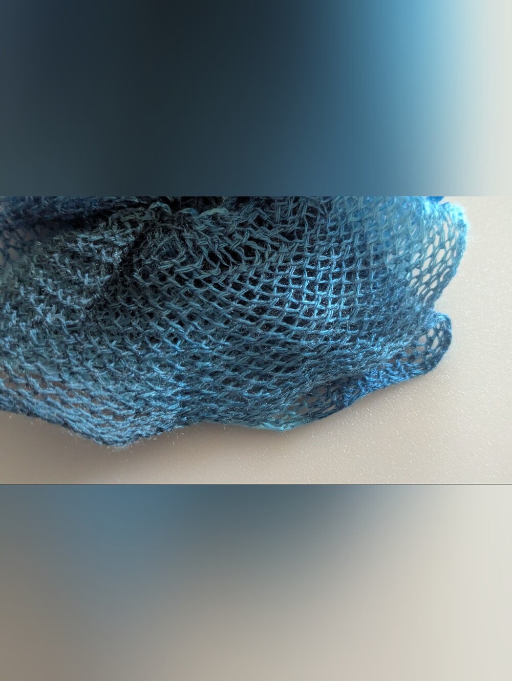 Multicolor Handmade Crocheted Fashion Ruffle Scarf Shades of Blue Teal 60" Long - Picture 11 of 14